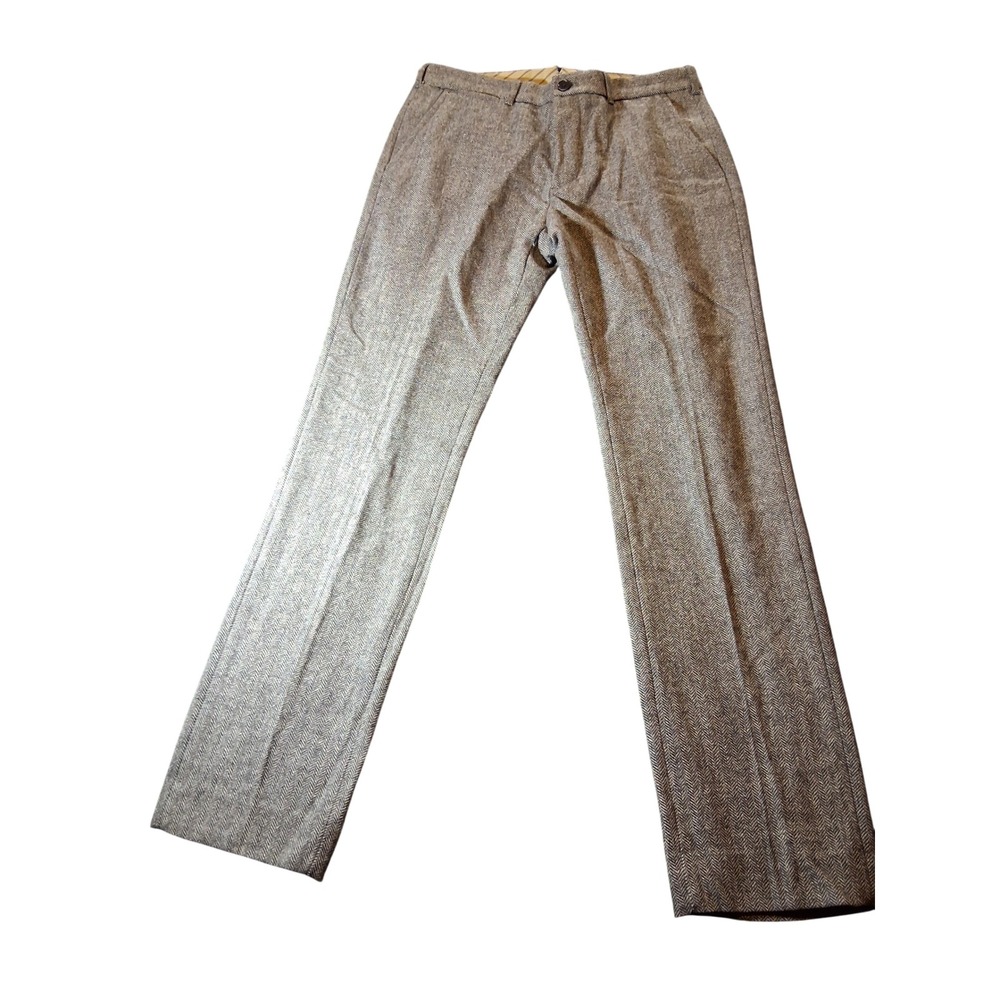 Banana Republic Mens 30/32 Grey Herringbone Wool Blend Vintage Straight Pants
